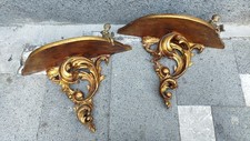 Coppia mensole in stile vintage finiture oro . Misure senza il puttino in metal
