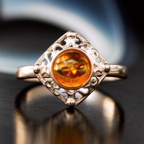 Anello ambra argento 925