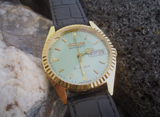 CITIZEN AUTOM-VERDE CHIARO METALL.- PLACCA ORO GIALLO - DAY-DATE-MIYOTA 8200