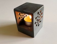 PORTACANDELA DI PIETRA cm 8x6 MOLTO GRAZIOSO CON IL LUMINO ACCESO - LEGGI TESTO