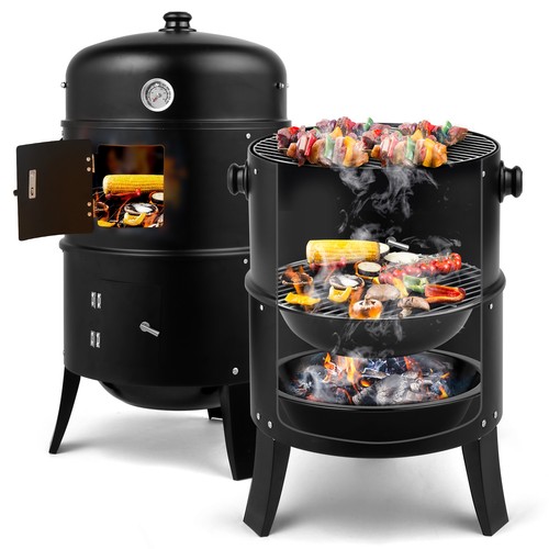 Outdoor smoker grill - 3-in-1,