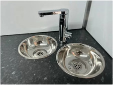 2x Lavello Acciaio Inox 29,5cm Camper/Tenda/Fango Cucina, Installazione Personalizzata.