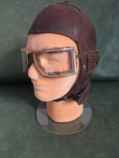 VINTAGE LEATHER FLIGHT HELMET + GOGGLES 1920/30
