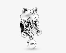 Autentico Charm Pandora in Argento, Gattino con Palla di Filato, #799535C00