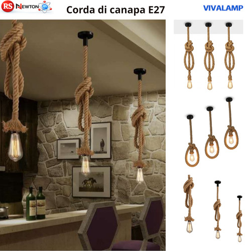 Lampada pendel corda canapa - lampada,