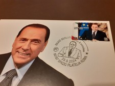 CARTOLINA POSTALE SILVIO BERLUSCONI.FRANCOBOLLO, TIMBRO.FILATELIA POSTE ITALIANE