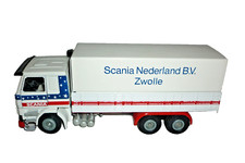 Tekno modellino in metallo camion 2267 tipo Scania 142H rimorchio valigia lana 1:50