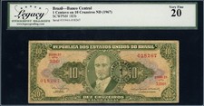 SOVRASTAMPA su 10 Cruzeiros Brasile ND (1967) 1 Centavo Banco Bancono Bancono Bancono Bancono PK#-183b