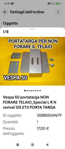 Porta targa vespa - vespa, senza
