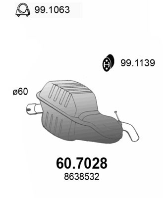 Silenziatore asso per volvo - per,