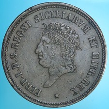 NAPOLI FERDINANDO I° 10 TORNESI 1819 RAME COIN mBB MONETE DA COLLEZIONE