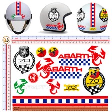 Abarth adesivi casco striscia rosso blu sticker helmet scorpion vintage 10 pz.