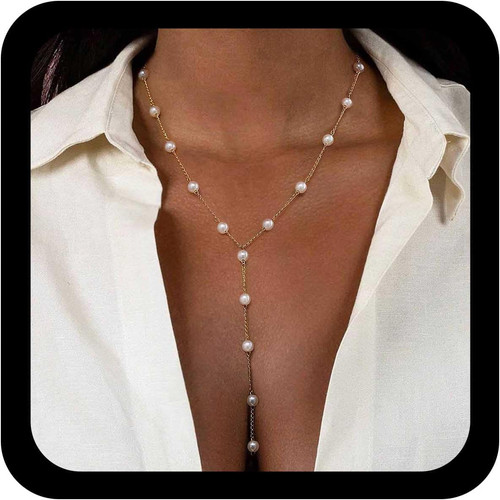Boho perla lariat collana - boho,