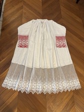 ANTICO CAMICE SACERDOTALE IN LINO CON PIZZO IN TULLE