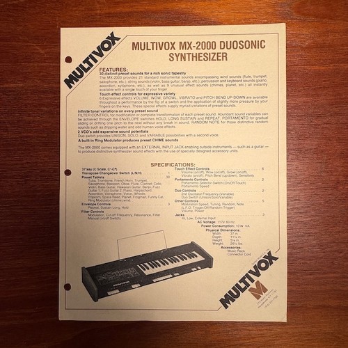 Vintage multivox 2000 3000 - multivox, mx-2000/3000