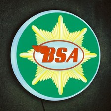 BSA MOTORCYCLE LED LIGHT SIGN LOGO GARAGE VINTAGE AUTOMOBILIA BANTAM GOLD STAR