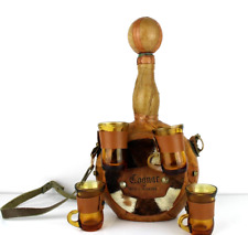 BOTTIGLIA COGNAC Rep. S. Martino RIVESTITA DI PELLE set 4 Bicchierini VINTAGE