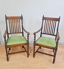 Coppia di seggioloni trono, barocchi, del '900, rovere massello appena restaurati