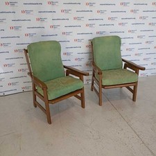 Coppia Poltrone Reclinabili Vintage Legno Massello Tessuto Italia Design Anni 90