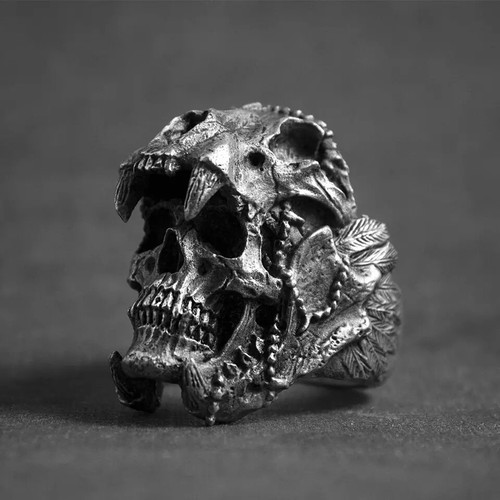 Anello teschio acciaio - anello, in