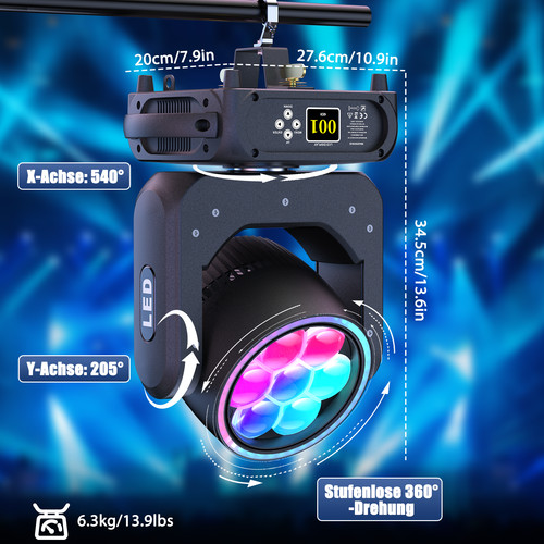 Luce testa mobile 7x70w zoom - mobile,