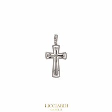Ciondolo uomo croce oro bianco 18kt e diamante