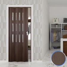 PORTA PORTE SOFFIETTO PVC CON VETRINI VETRO SATINATO CON MANIGIA FINTO LEGNO