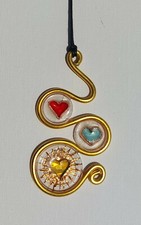 Collana con cuore in rame e resina artigianale, pezzo unico. Laccino in corda.