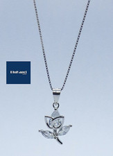 Collana Donna in argento 925  ciondolo fiore con tulipano swarosky bianchi