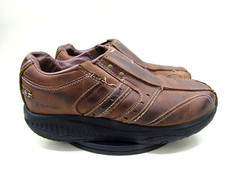 Scarpe Skechers Shape Ups slip on uomo 10 mocassini in pelle marrone SN 66501