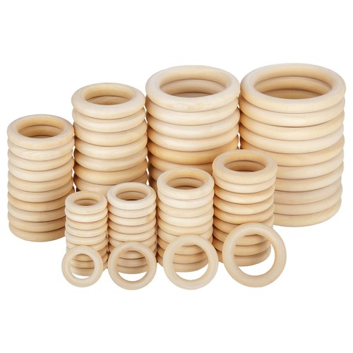 80pz anelli legno naturale - anelli, in
