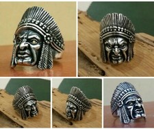 ANELLO ARGENTO 925 UOMO moto nativi americani capo indiano  harley 