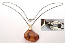 Bel Ciondolo In Pietra Naturale Ambra Collana In Argento 925 Z129