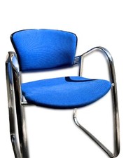 SEDIA UFFICIO SALA POLTRONA FISSA CONFERENZA RIUNIONE IN TESSUTO BLU SCRIVANIA