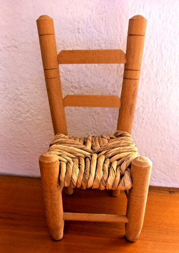 Sedia miniatura paglia legno - miniatura,