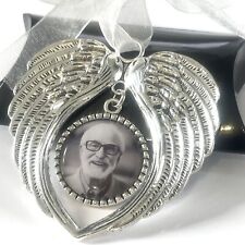 Personalised Photo Christmas Tree Bauble Decoration Angel Wings In Memory Gift