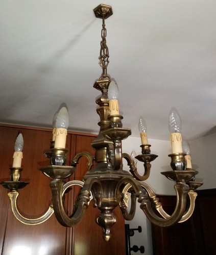 Lampadario ottone brunito - lampadario,