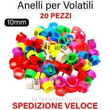 20 Anelli colorati numerati allevamento 10mm Quaglie Piccioni Galline Anatre
