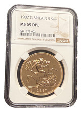 Gran Bretagna Regno Unito 1987 oro 5 sterline sovrani NGC MS69DPL