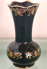 LIMOGES Castel 22k vaso decorato oro, cobalto, Made in France, cm 14