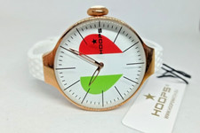 OROLOGIO DONNA HOOPS CUORE ITALIA TRICOLORE GLAM,ORO ROSA 35mm,CINTURINO GOMMA