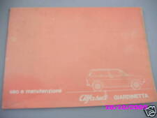 ALFAROMEO ALFASUD GIARDINETTA LIBRETTO USO E MANUTEZION