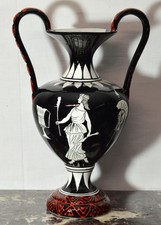Anfora in ceramica- Stile greco, firmata Marisa- Vaso vintage, Salerno, anni '70