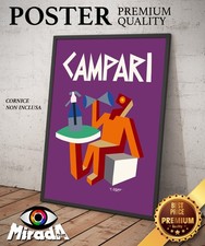 POSTER VINTAGE CAMPARI SELZ FORTUNATO DEPERO FUTURISMO Happy hour QUALITY