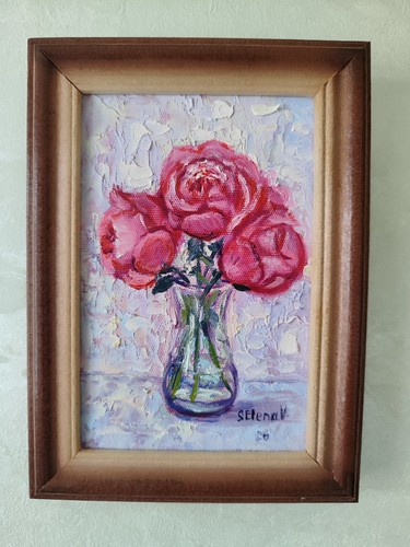 Hand painted pink peonies - painted,
