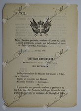 Regio Decreto - Condono pene per infrazioni alla Guardia Nazionale - 1866