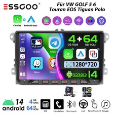 Autoradio 4+64G Android 14 Carplay GPS WIFI per VW GOLF 6 Touran EOS Tiguan Polo