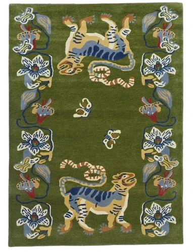 Tappeto lana tigre verde