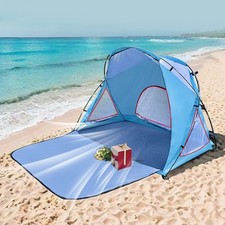 Tenda da spiaggia grande da esterno riparo con sacchi di sabbia e finestre di ve