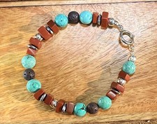 Braccialetto Uomo con Pietre Naturali, montato su acciaio e chiusura in Argento